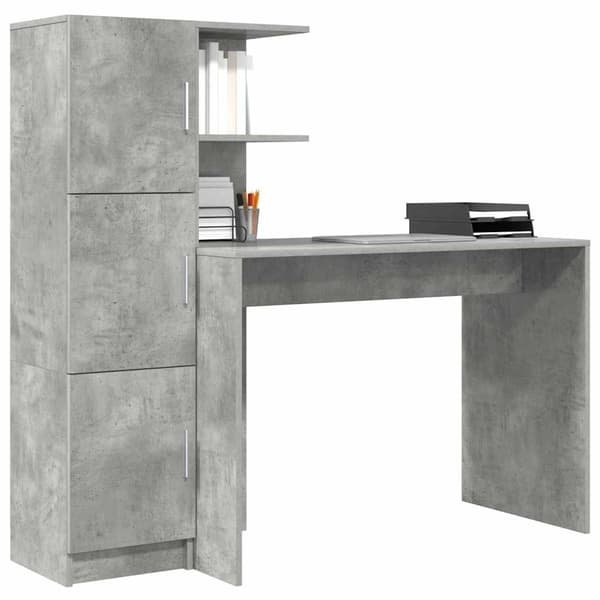 vidaXL Skrivbord 2 pcs Betonggrå Grå