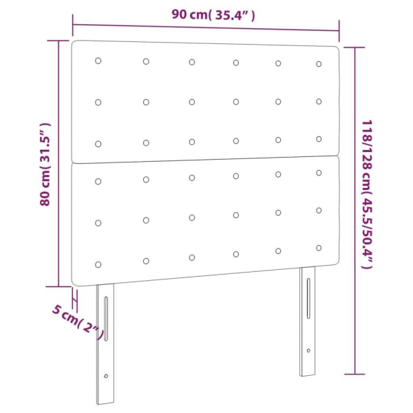 vidaXL Sänggavel LED hvid 90x5x118/128 cm konstläder Vit