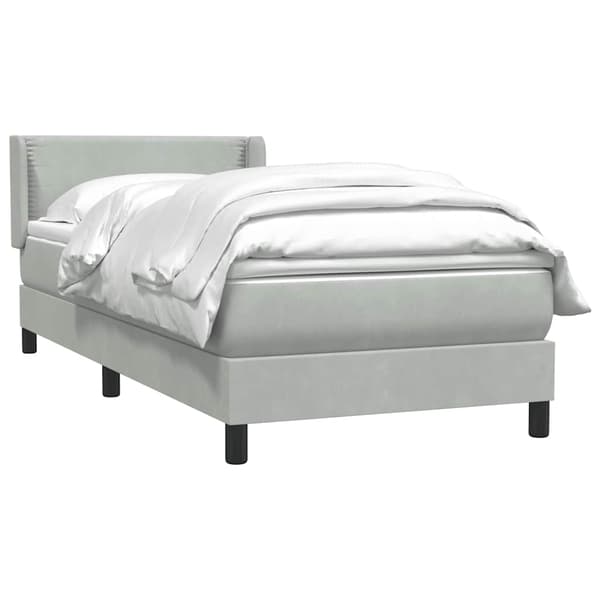 vidaXL Ramsäng med madrass ljusgrå 80x220 cm sammet Grå