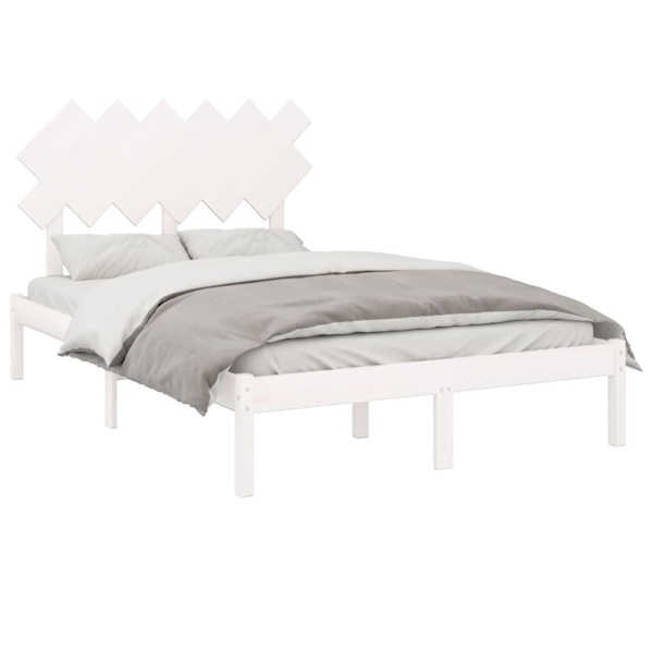 vidaXL Sängram massiv furu 120x190 cm vit Vit