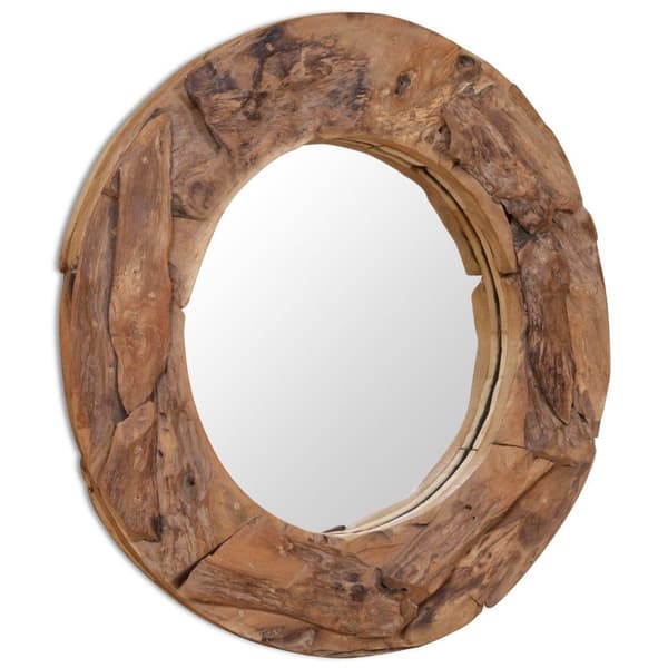 vidaXL Prydnadsspegel teak 50 cm rund Brun