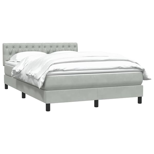 vidaXL Ramsäng med madrass ljusgrå 160x210 cm sammet Grå