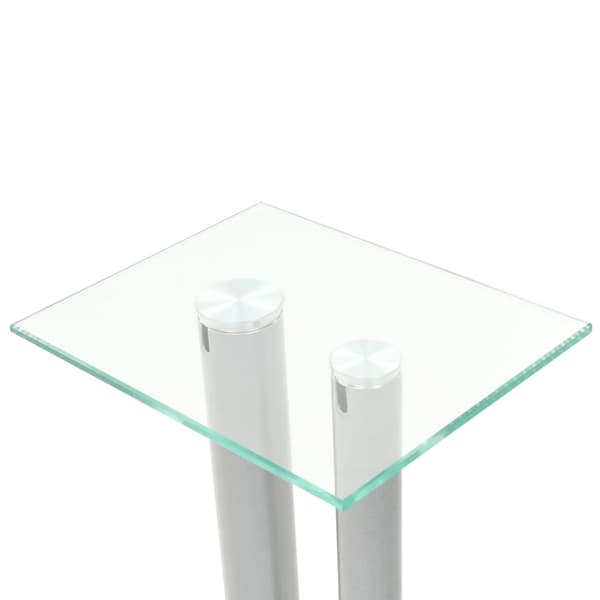 vidaXL Högtalarstativ 2 st härdat glas 2 pelare silver Silver