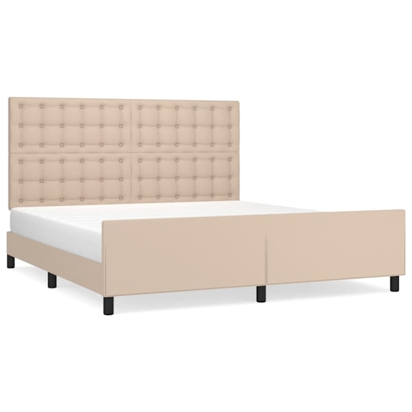 vidaXL Sängram med huvudgavel cappuccino 160x200 cm konstläder Brun