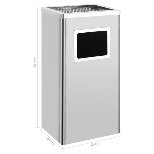 vidaXL Askkopp soptunna 45 l rostfritt stål Silver