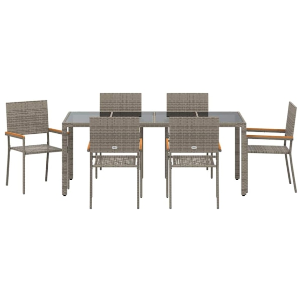 vidaXL Trädgårdsmöbelset 7 pcs Grå konstrotting Grå