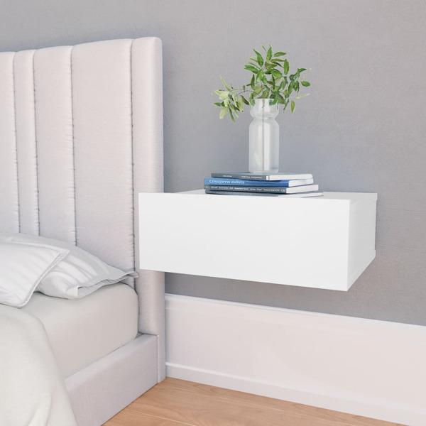 vidaXL Svävande sängbord vit 40x30x15 cm konstruerat trä Vit