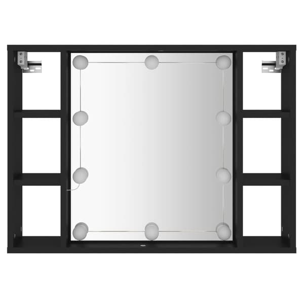 vidaXL Spegelskåp med LED svart 76x15x55 cm art