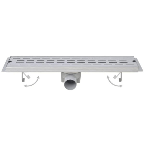 vidaXL Avlång golvbrunn 2 st vågig rostfritt stål 730x140 mm