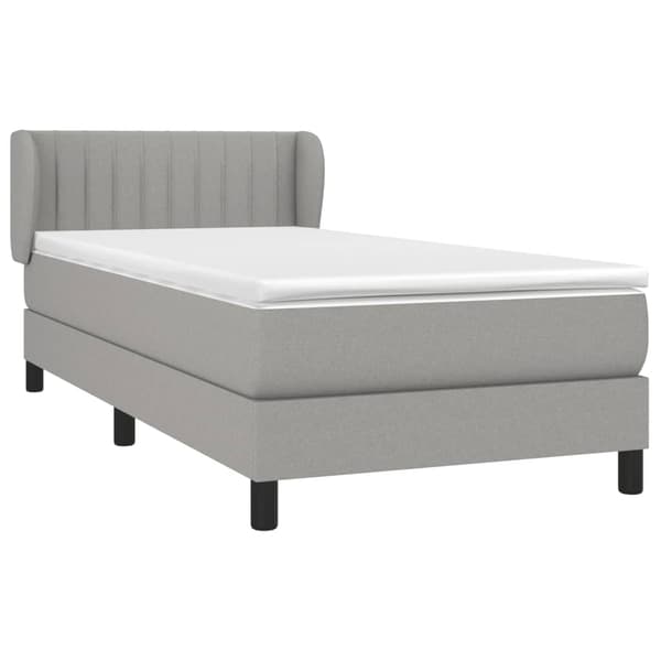 vidaXL Ramsäng med madrass ljusgrå 90x190 cm tyg Grå