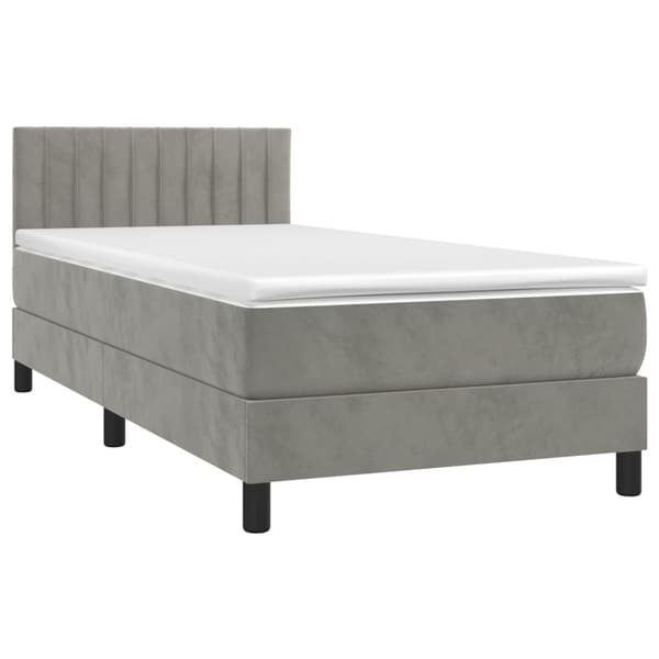 vidaXL Ramsäng med madrass ljusgrå 100x200 cm sammet Grå