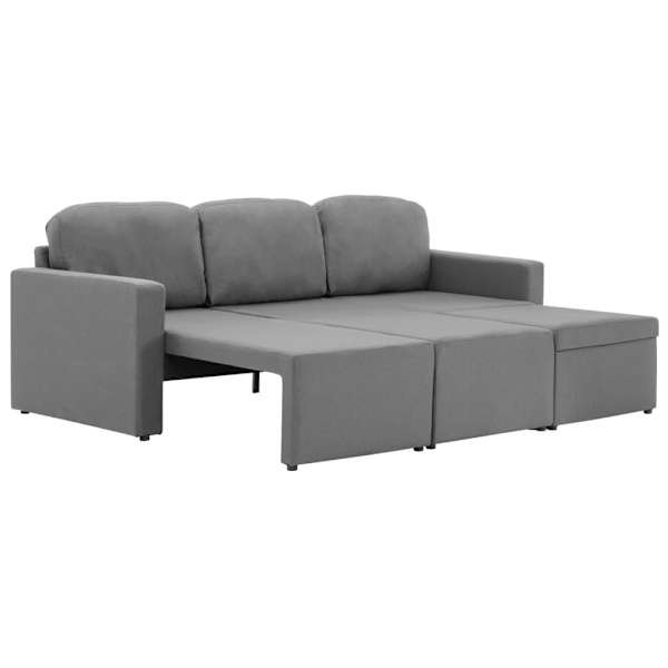 vidaXL Bäddsoffa modulär 3-sits ljusgrå tyg grå