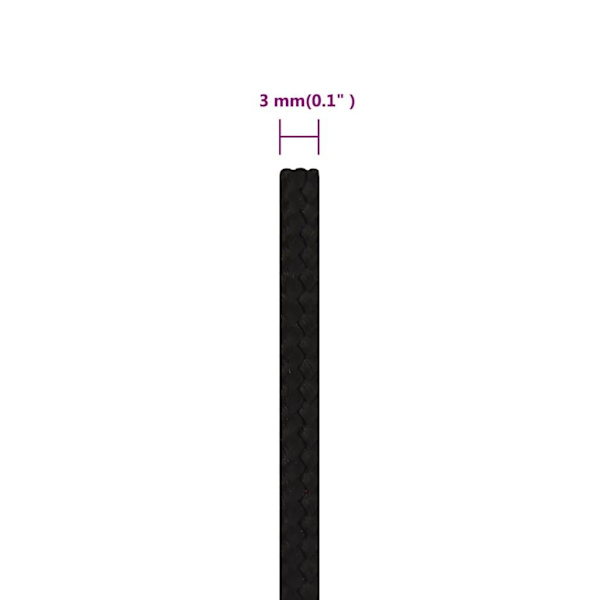 vidaXL Rep svart 3 mm 50 m polyester