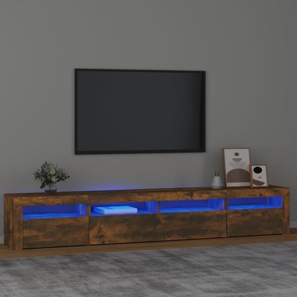 vidaXL Tv-bänk med LED-belysning rökfärgad ek 240x35x40 cm Brun