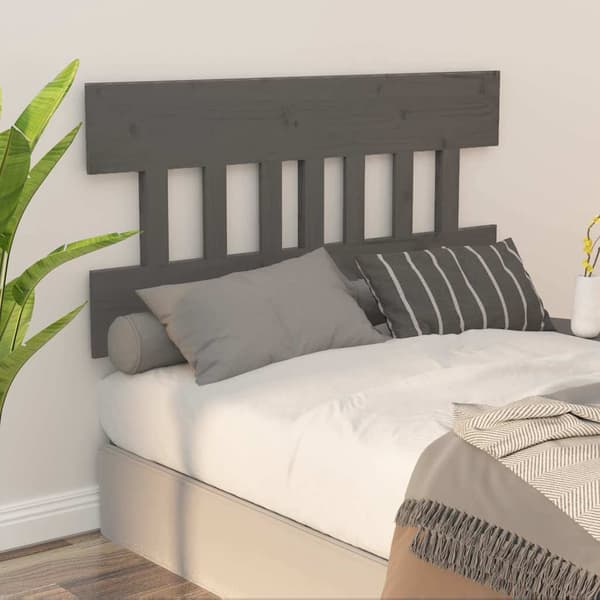 vidaXL Sänggavel grå 143,5x3x81 cm massiv furu Grå