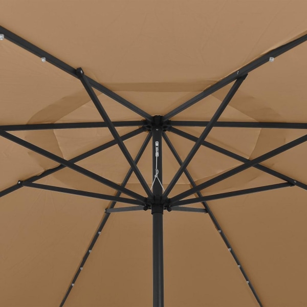 vidaXL Parasoll med LED-lampor och metallstång 400 cm taupe Taupe