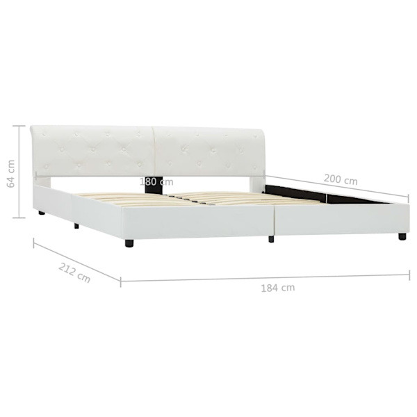 vidaXL Sängram vit konstläder 180x200 cm Vit