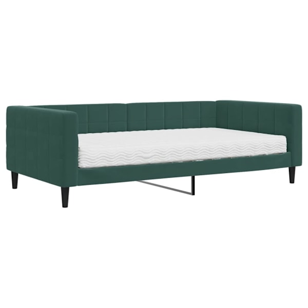 vidaXL Dagbädd med madrass mörkgrön 100x200 cm sammet Grön