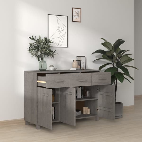 vidaXL Skänk HAMAR ljusgrå 113x40x80 cm massiv furu grå