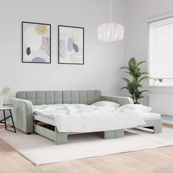 vidaXL Dagbädd utdragbar ljusgrå 100x200 cm sammet Grå