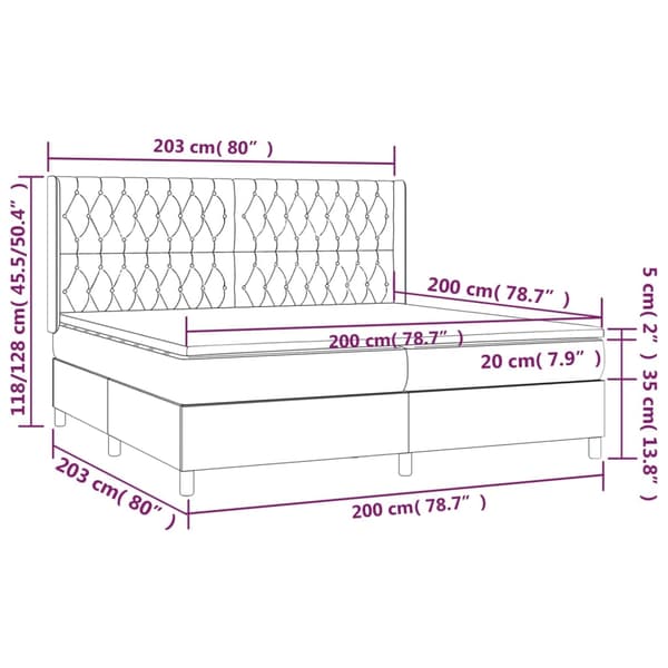 vidaXL Ramsäng med madrass ljusgrå 200x200 cm sammet Grå