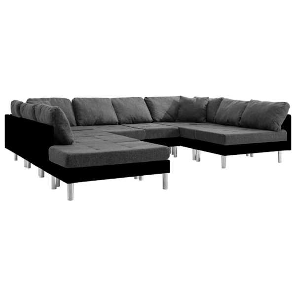 vidaXL Modulsoffa konstläder svart Svart