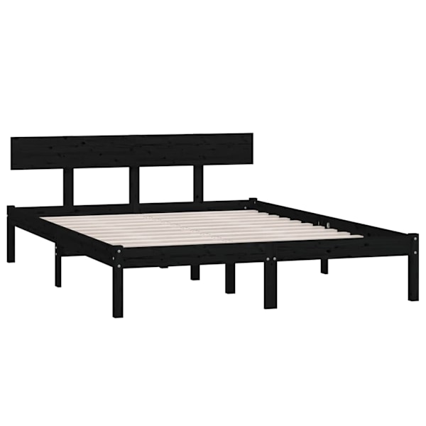 vidaXL Sängram svart massiv furu 120x200 cm Svart