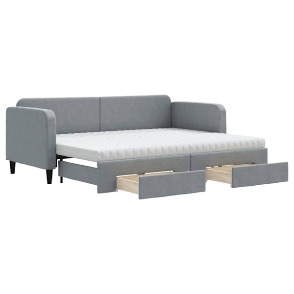 vidaXL Dagbädd utdragbar med lådor ljusgrå 80x200 cm tyg Grå