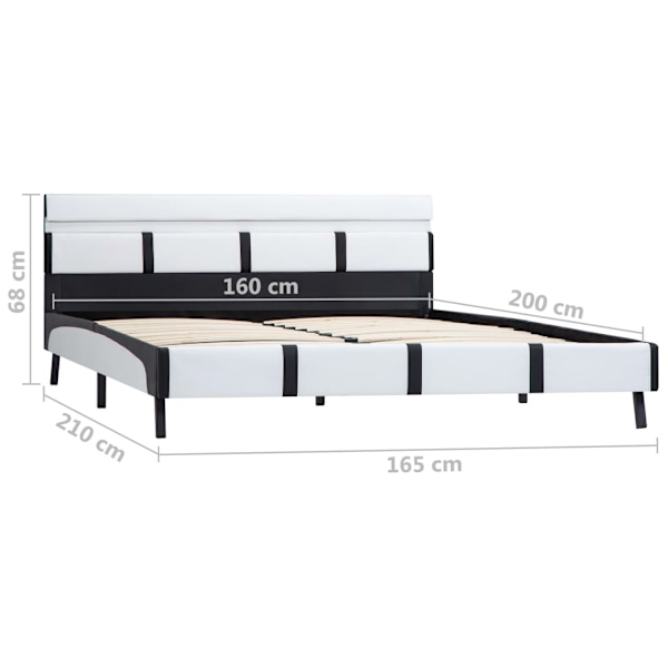 vidaXL Sängram med LED vit konstläder 160x200 cm Vit