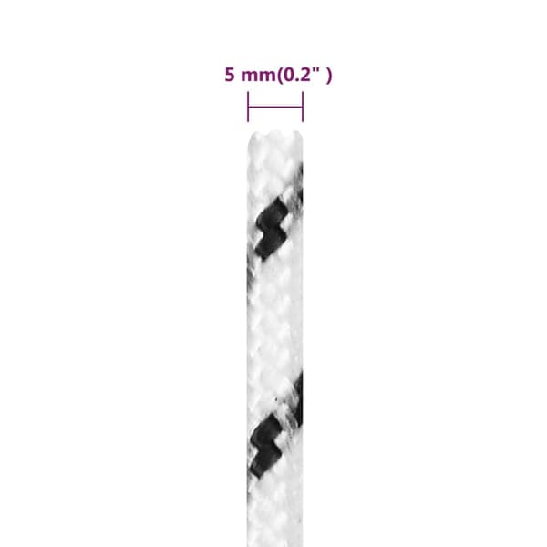 vidaXL Båtlina flätad vit 5 mm x 250 m polyester Vit