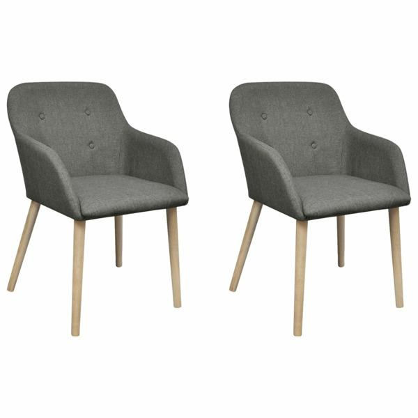 vidaXL Matsalsstol med armstöd Mörkgrå 2-pack grå