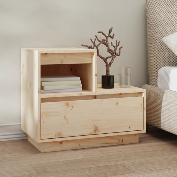 vidaXL Sängbord 60x34x51 cm massiv furu Brun