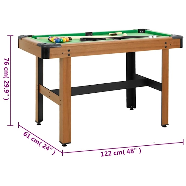 vidaXL Biljardbord 122x61x76 cm brun Brun