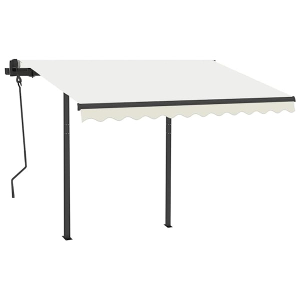 vidaXL Markis med stolpar automatisk infällbar 3x2,5 m gräddvit Creme