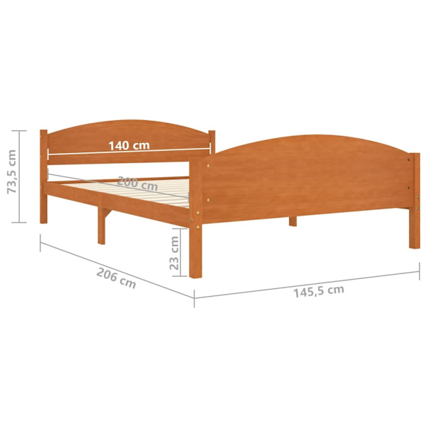 vidaXL Sängram honungsbrun massiv furu 140x200 cm Brun