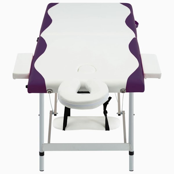 vidaXL Hopfällbar massagebänk 2 sektioner aluminium vit och lila Vit