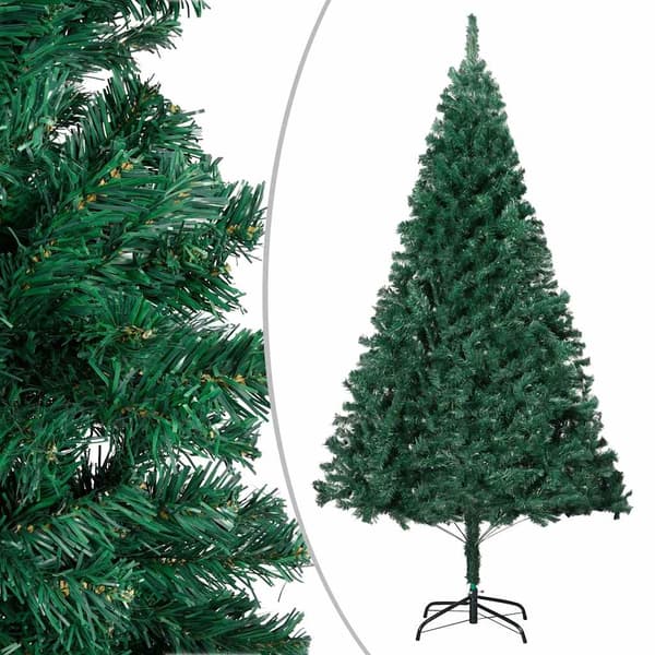 vidaXL Belyst plastgran med kulor grön 120 cm PVC Grön