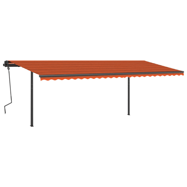 vidaXL Markis med LED manuellt infällbar 6x3,5 m orange och brun Flerfärgsdesign