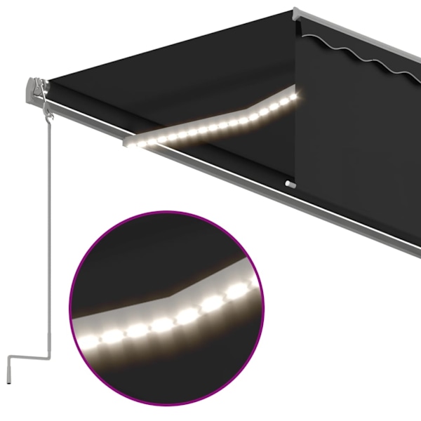 vidaXL Automatiserad markis rullgardin vindsensor LED 5x3m antracit Antracit