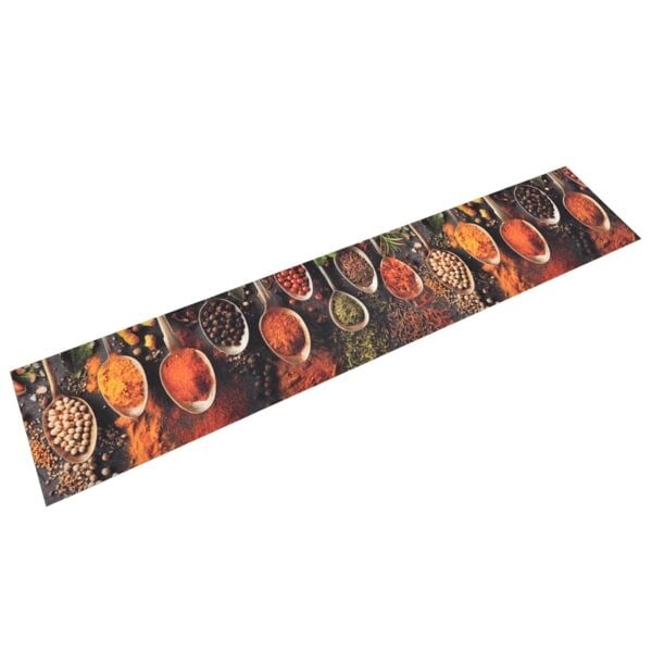 vidaXL Köksmatta maskintvättbar sked & kryddor 60x300 cm sammet Flerfärgsdesign