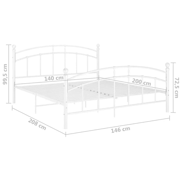 vidaXL Sängram utan madrass vit metall 140x200 cm Vit
