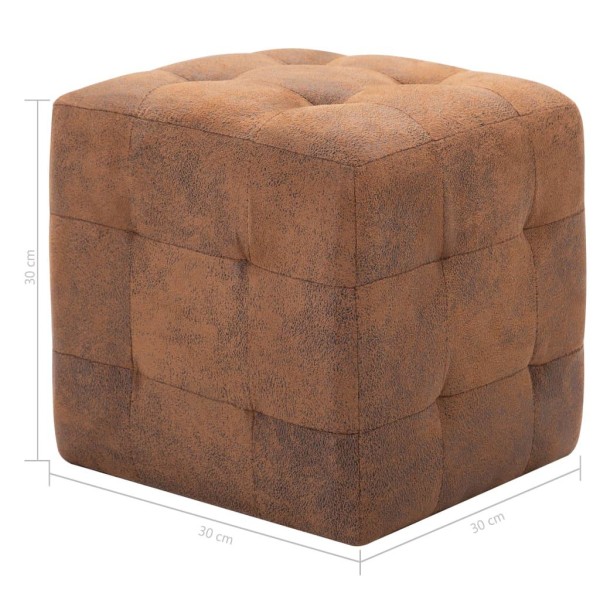 vidaXL Sittpuff 2 st brun 30x30x30 cm konstmocka Brun