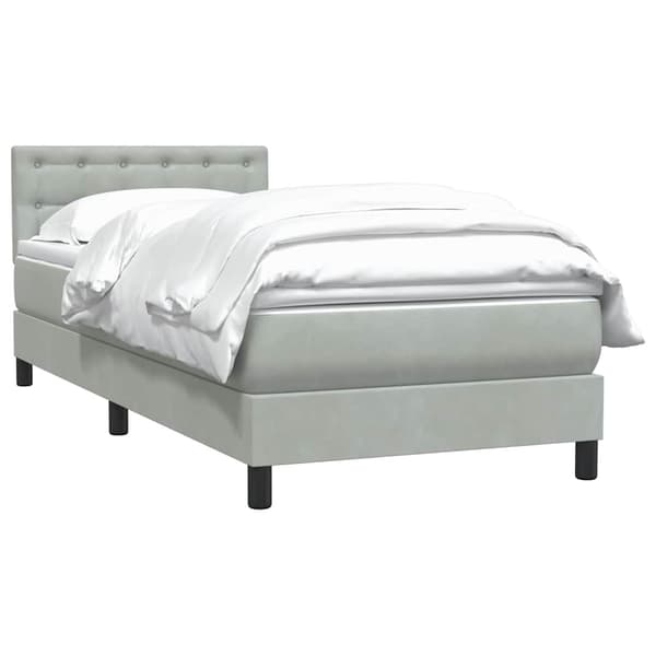 vidaXL Ramsäng med madrass ljusgrå 80x210 cm sammet Grå