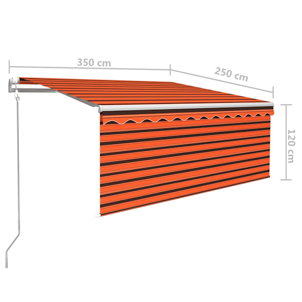 vidaXL Automatisk infällbar markis rullgardin 3,5x2,5m orange och brun Orange