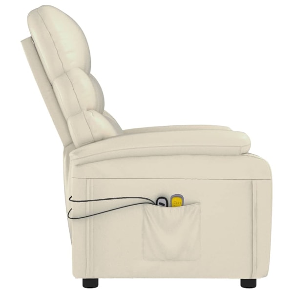 vidaXL Elektrisk massagefåtölj gräddvit konstläder Creme