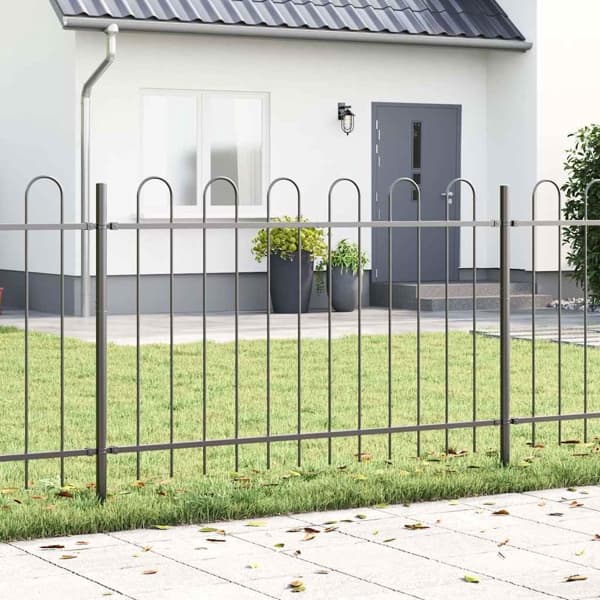 vidaXL Trädgårdsstängsel BOXTEL 9 st 15,3 x 1,2 m Pulverlackerad stål Grå