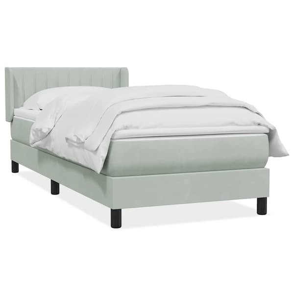 vidaXL Ramsäng med madrass ljusgrå 80x210 cm sammet Grå