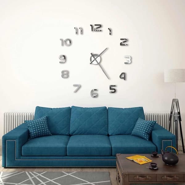 vidaXL Väggklocka 3D modern design 100 cm XXL silver Silver