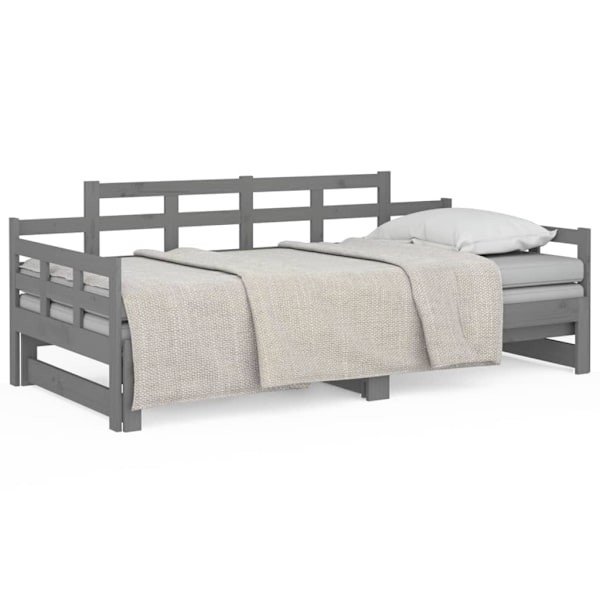 vidaXL Bäddsoffa grå massiv furu 2x(90x200) cm Grå
