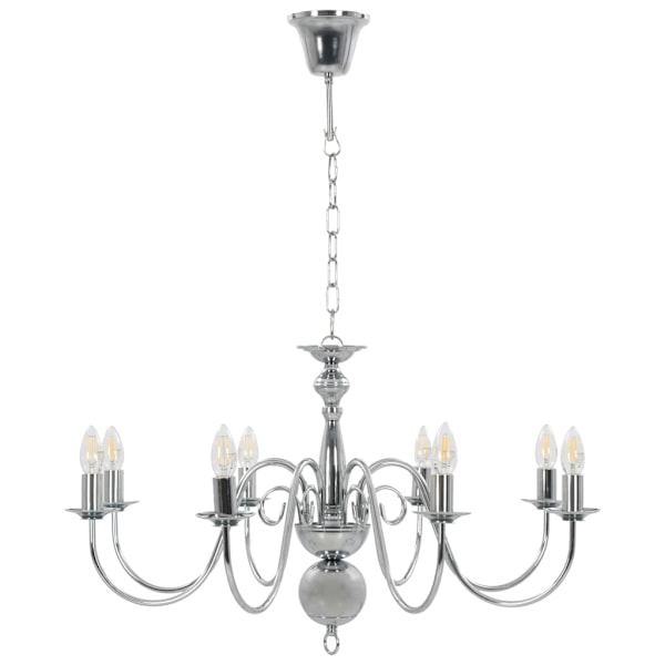 vidaXL Takkrona silver 8 x E14-glödlampor Silver
